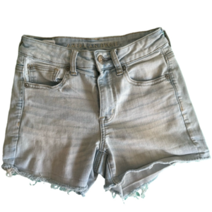 American Eagle Outfitters Blue Jean Shorts Distressed Frayed Hem Stretch Size 2